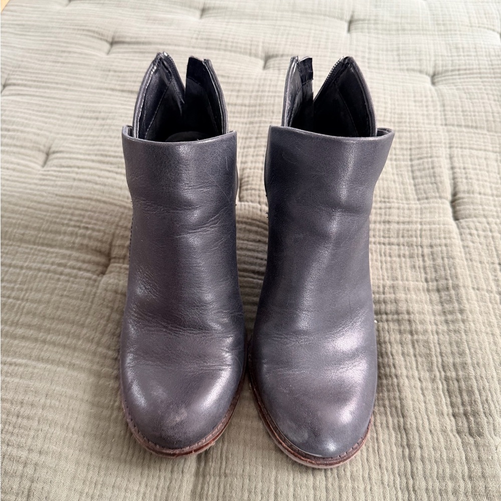 Gianni Bini Black Wedge Leather Ankle Boots